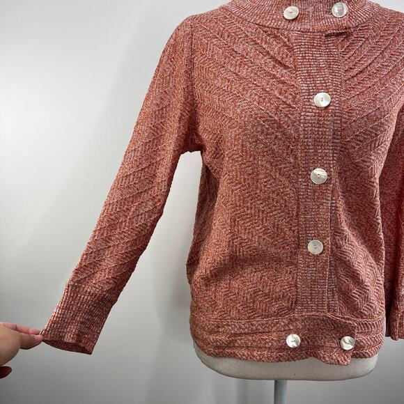 Luca Luca Cotton Knit Textured Sweater High Ribbed Collar Wool Free - Picture 5 of 8